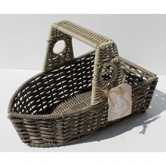 New Gray Boat Yatch Ocean Woven Storage Basket Summer Pool Party BBQ - Picture 3 of 3